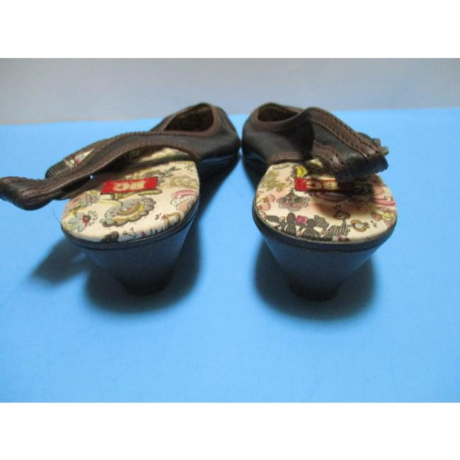 Bc Footwear Rust Mod Slingback Floral Low Pump Wedges Size Us