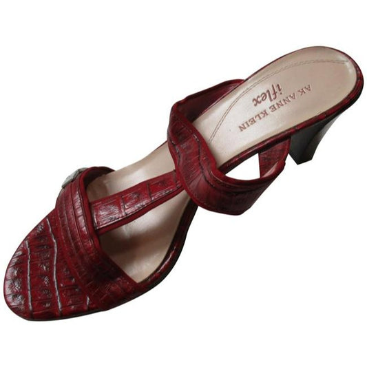 Ak Anne Klein Red Charley Iflex Brick Croc Slip On Open Sandals Size Us