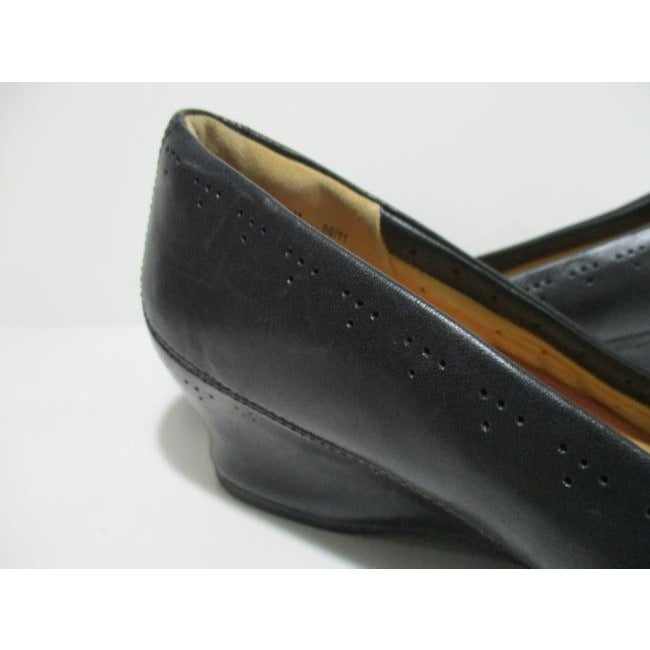 Clarks Black Unstructured Midnight Blue Slip On Cushioned Wedge Pumps Size Us