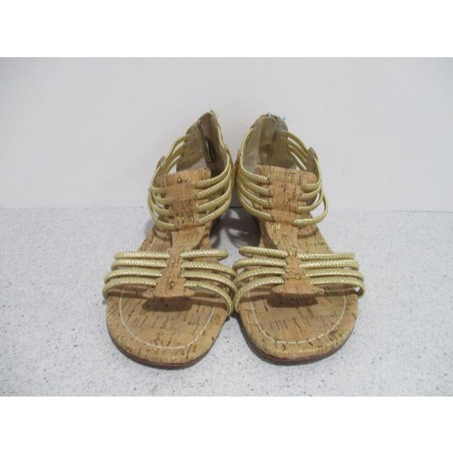 Donald J Pliner Gold Braided Rope Strappy Low Gladiator Sandals Size Us