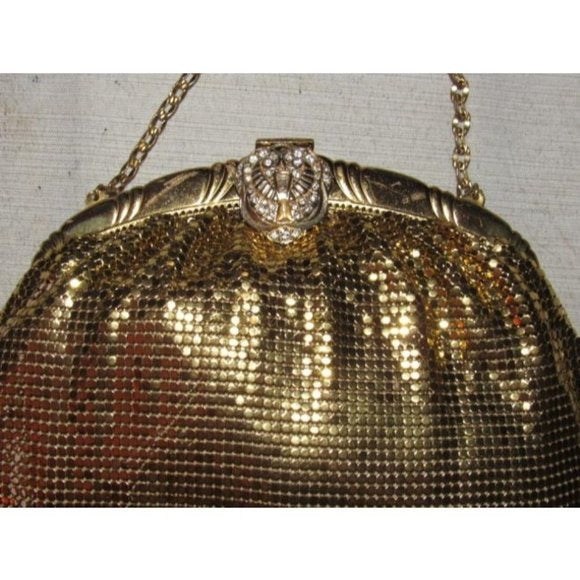 Whiting And Davis Vintage Mirrored Gold Chain Maille Mesh Designer Purse