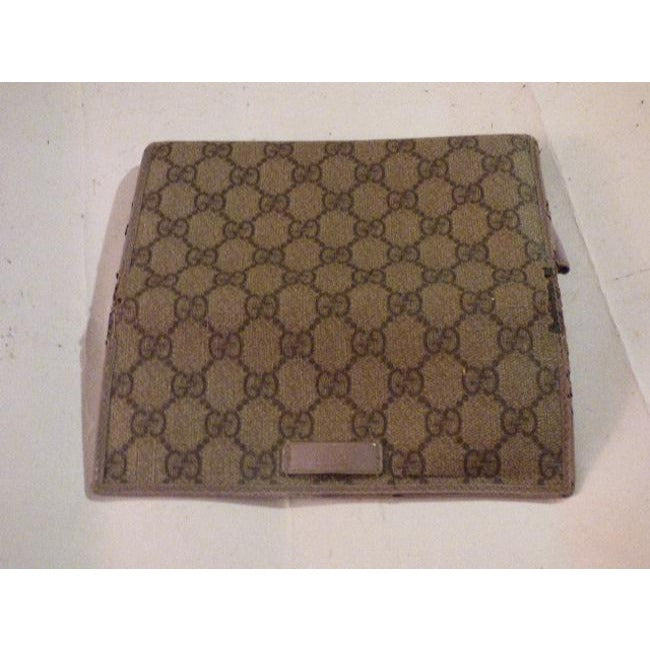 Gucci Brown Large G Logo Print Coated Canvas Leather Modern Wallet