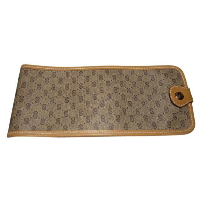 Gucci Brown Small G Logo Coated Canvas Leather Or Eyeglass Case Vintage Wallet