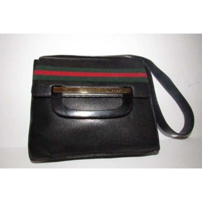 Gucci Ophidia Top Handle W Two Way Stripe Accent Black With Red And Green Leather Shoulder Bag