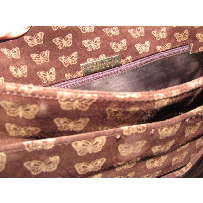 Bottega Veneta Vintage Pursesdesigner Purses Embossed Pink Butterfly Print On Brown Suede And Brown