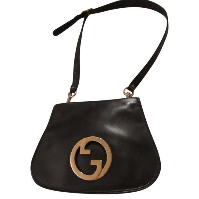 Mod, RARE, delicious, chocolate brown leather, Gucci 'Blondie', shoulder style, saddle bag with large, gold 'GG' emblem