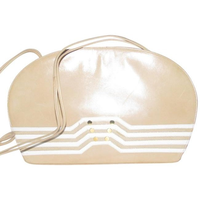 Bally Vintage Beige Glossy Leather Two-Way Shoulder Bag