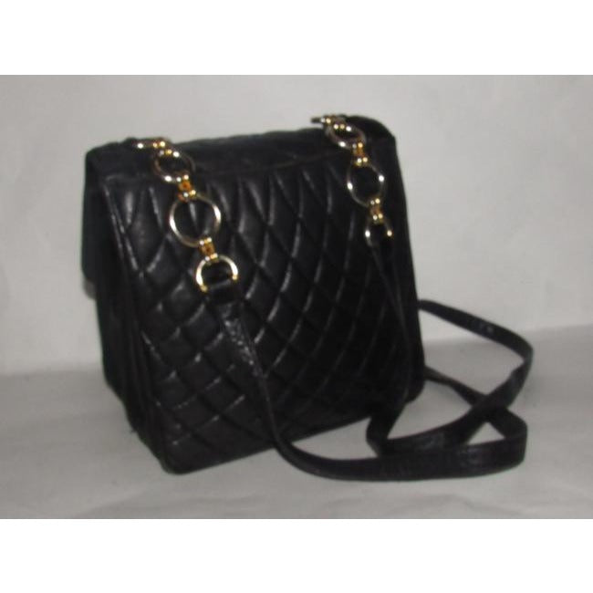 Bally Vintage Pursesdesigner Purses Black Quilted Leather With Gold Chain And Black Leather Strap Sh