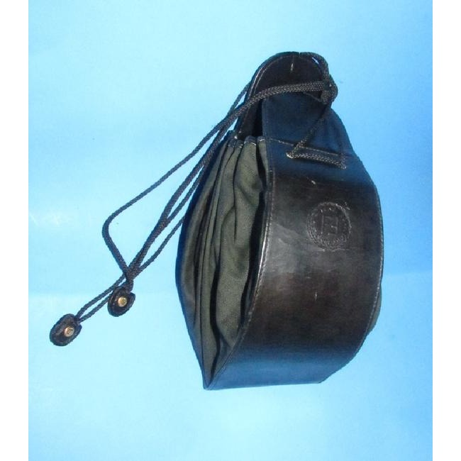 Fendi Early By Karl Lagerfeld Drawstring Fan Purse Black Thin Striped Print Canvas And Hard Black Le