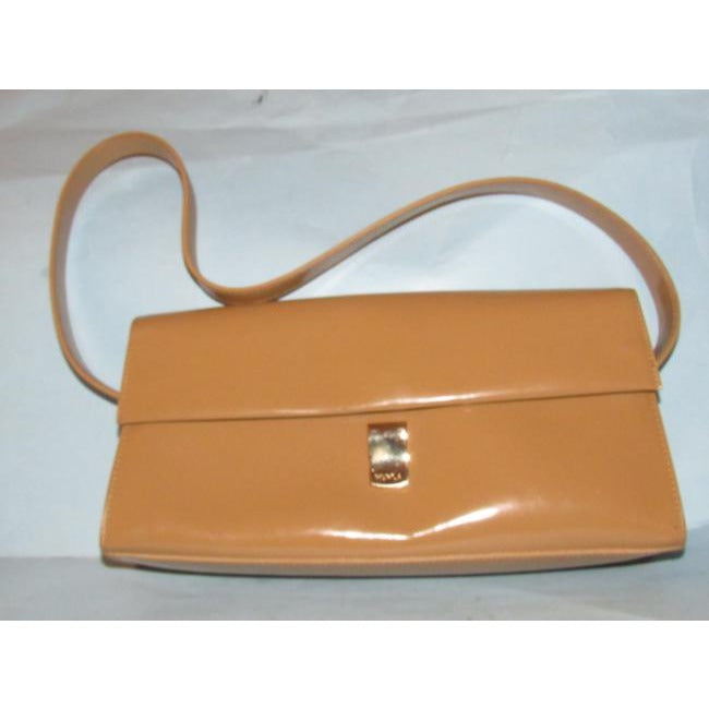 Furla Vintage Pursesdesigner Purses Camel Colored Glossy Leather Shoulder Bag