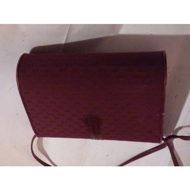 Gucci Vintage Burgundy With Small G Logo Print Canvas Leather Shoulder Bag