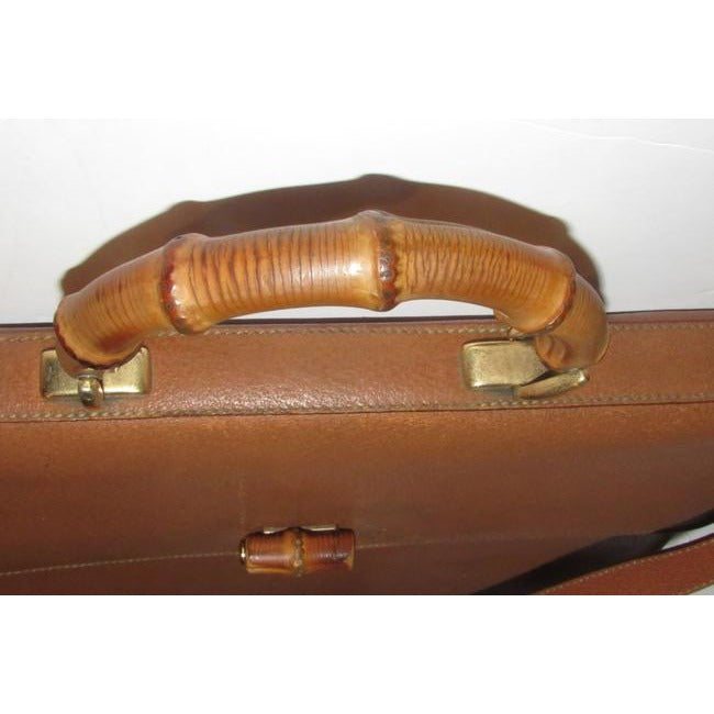 SOLD-Gucci camel leather Bamboo line laptop bag/briefcase