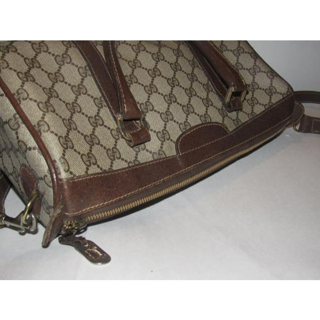 Gucci Boston Vintage Satchelsdesigner Purses Shades Of Brown Large G Logo Print Coated Canvas And Br