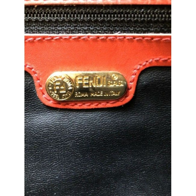 Fendi Shoulder Regimental Print Canvasleather Bodyshoulder Red Thin Stripe Coated Canvas And Leather