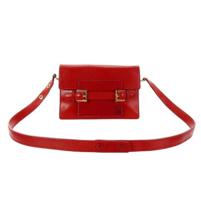 Fendi Multiple W Pouchette Cross Body Compartments Red Leather Baguette