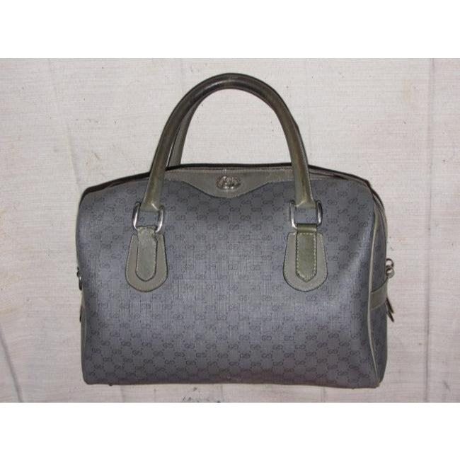 Gucci Vintage Pursesdesigner Purses Dark Grey Small G Logo Print On Lighter Grey Coated Canvas And G