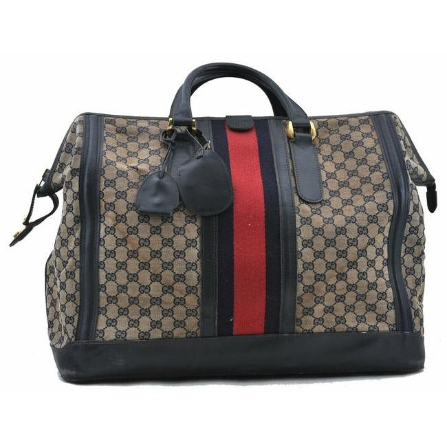 Gucci Tote W Guccissima Sherry Line Xxl Overnight Satcheltote W Wide Stripe Navy G Logo Printred Gg