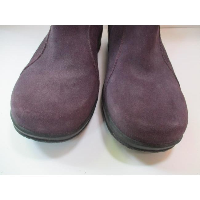 Clarks Purple Plum Suede Fur Trim Lace Accent Bootsbooties Size Us