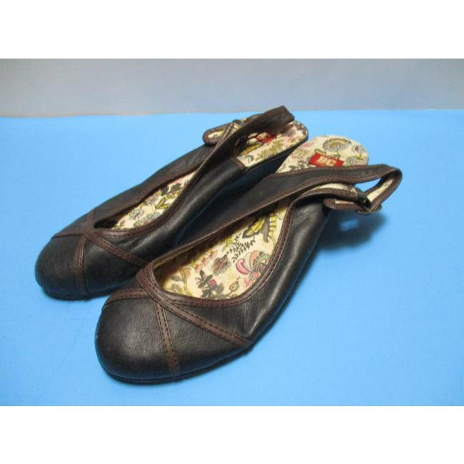 Bc Footwear Rust Mod Slingback Floral Low Pump Wedges Size Us