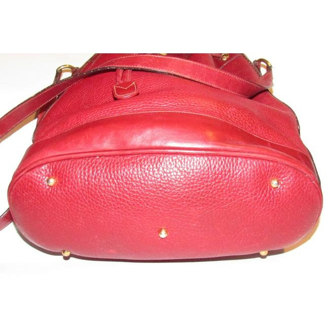 Gucci Xl Bucket Bag W Pebbled Drawstring W Smooth Trim True Red Gold Accents Leather Satchel