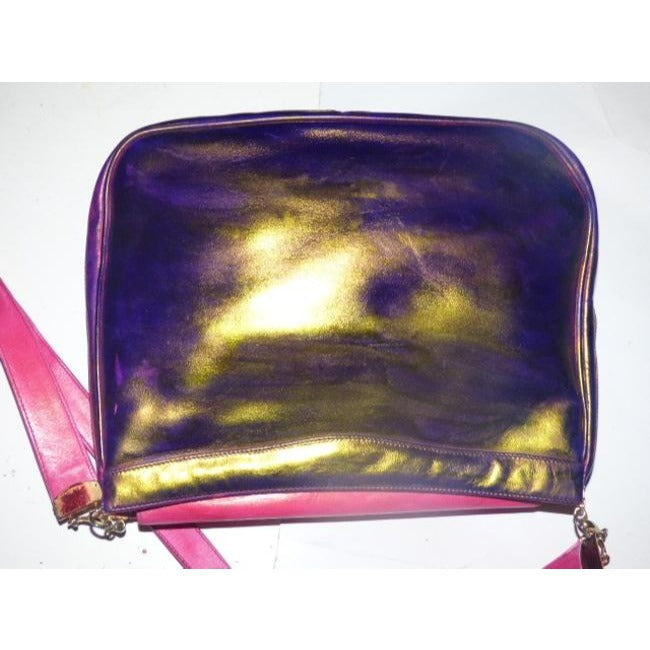 Gucci Vintage Pink And Purple Leather Glossy Shoulder Bag