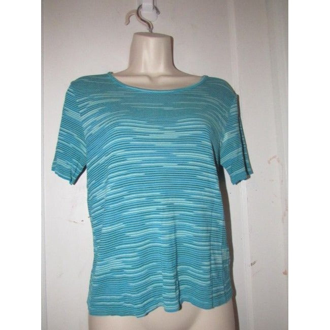 Missoni Turquoise With Lime Green White And Black Thin Striped Design Vintage Top