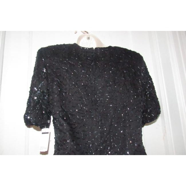 Stenay Black Silk Vintage Bead Sequins Top