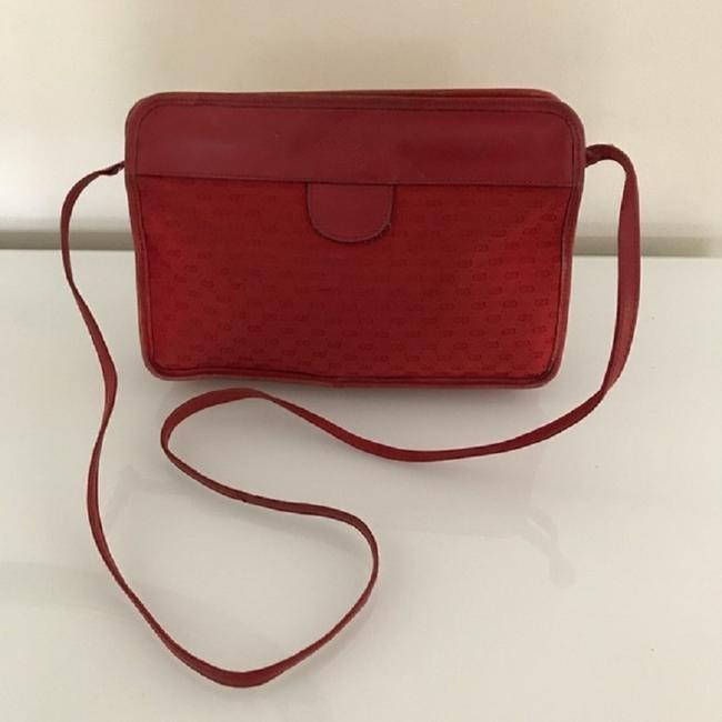 Gucci Vintage Red Gg Canvas Cross Body Clutch