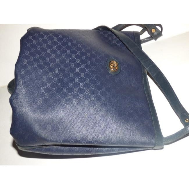 Gucci Vintage Pursesdesigner Purses Blue Small G Logo Coated Canvas And Leather Satchel