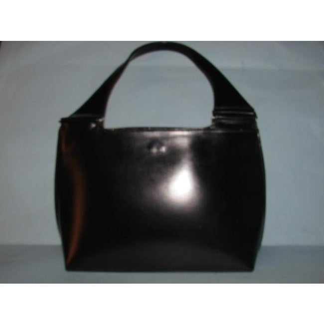 Gucci Vintage Glossy Black Leather Shoulder Bag