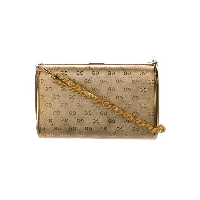 Gucci Clutch Guccissima Two Way Clutchcross Multi Tonal Accents Rose Gold W Logo Print Metal Cross B