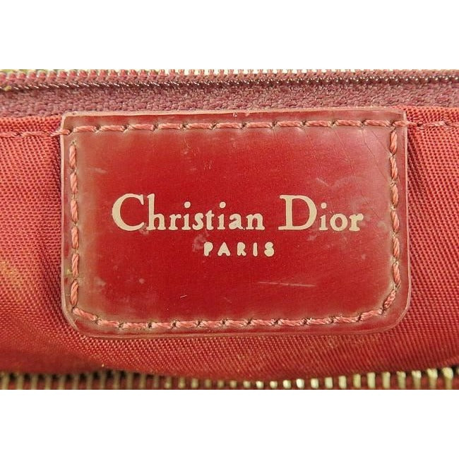 Dior Red Trotter Print Coated Canvas And Leather Satchel