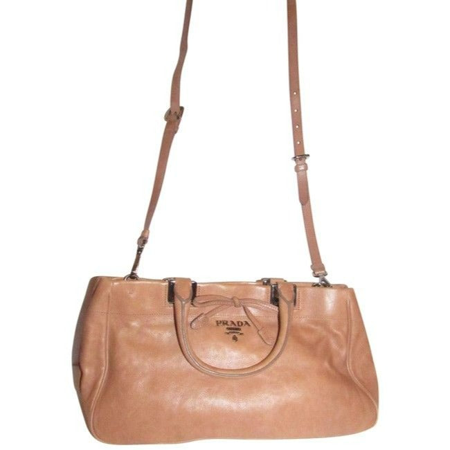 Prada Way Top Handle Nude Pink Leather Satchel