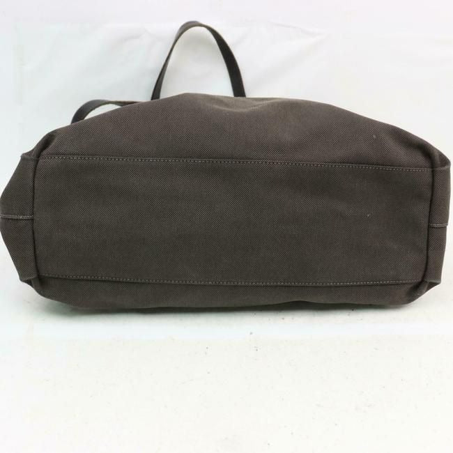 Prada Shoulder Bag Canapa Two Way Style Dark Brown Heavy Canvas