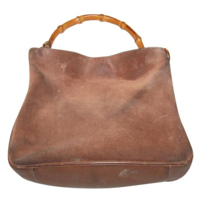 Gucci Vintage Mocha Brown Suede And Leather Hobo Bag