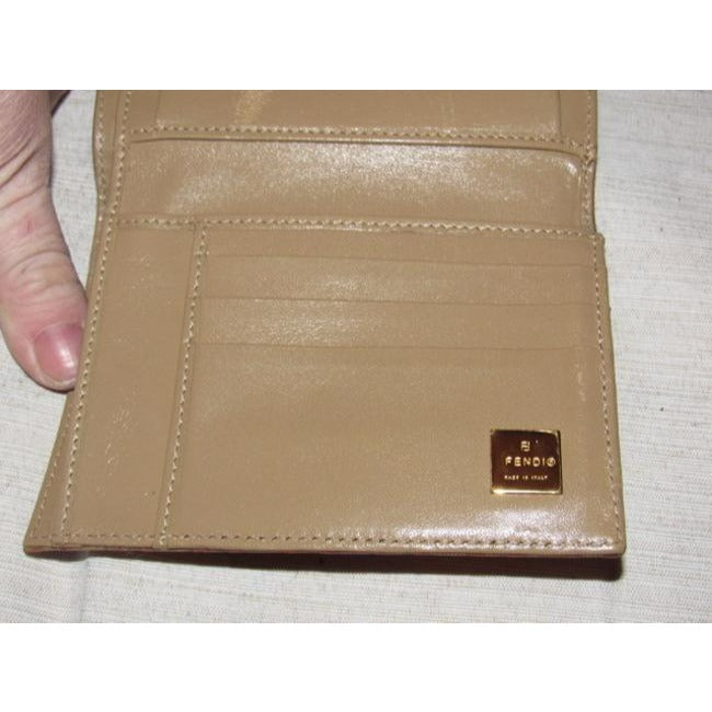 Fendi Small F Logo Print Patent Leather In Shades Of Orange With A Taupe Leather Interior Vintage Wallet
