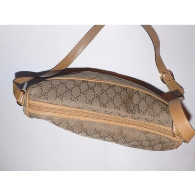 Gucci Vintage Purses Brown Leather And Gg Leather Cross Body Bag