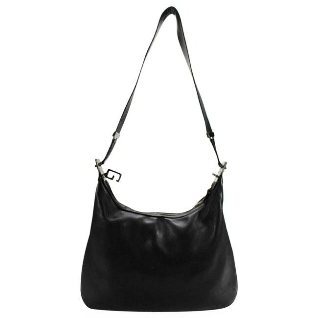 Gucci Shoulder Style With Locking Chrome G Black Leather Hobo Bag