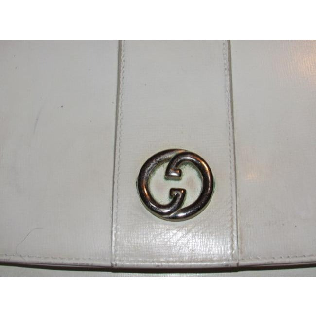 Gucci Mod White Leather Chrome Shoulder Bag