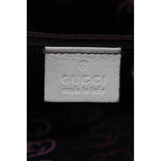 Gucci White Leather Princy Satchel W Red & Green Striped Accents