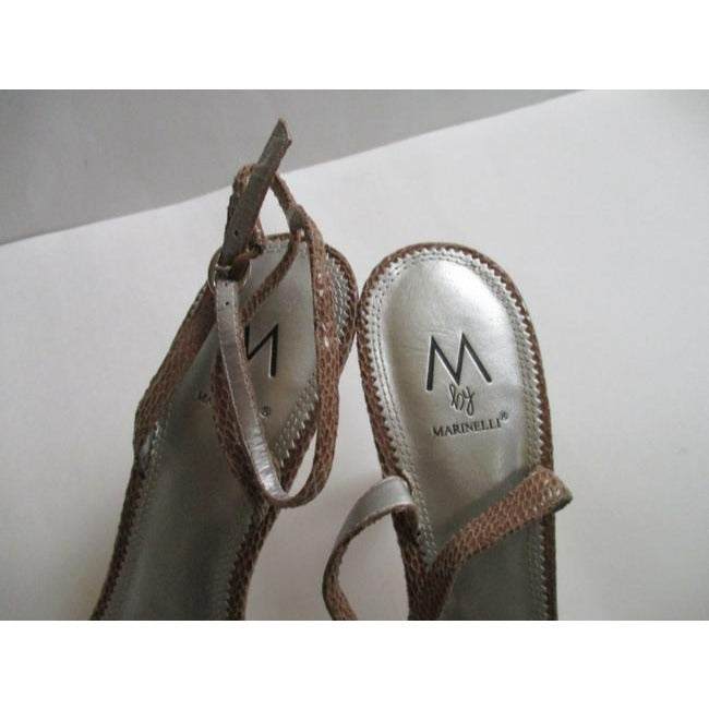 A Marinelli Beige M Boho Tan Lizard Open Heels Sandals Size Us