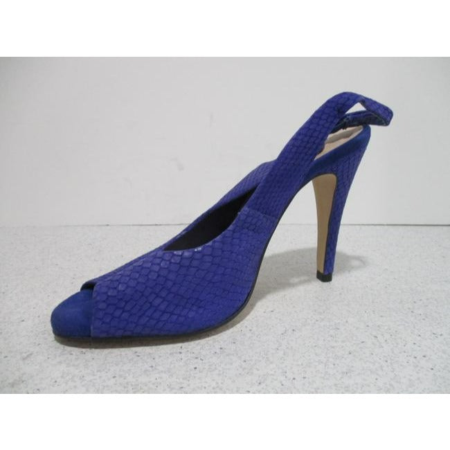 Kurt Geiger Carvela Deep Purple Snakeskin Suede Pattern Peep Toe Heels Pumps Size Eu