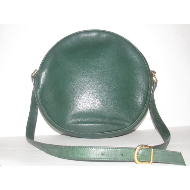 Gucci Round Canteen Style Textured Green Leather Satchel