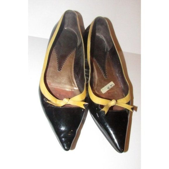 Giorgio Armani Black Yellow Bows Accent Flats