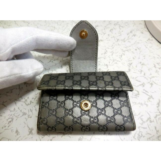 Gucci Silver Large G Print Leather Key Holder Wallet