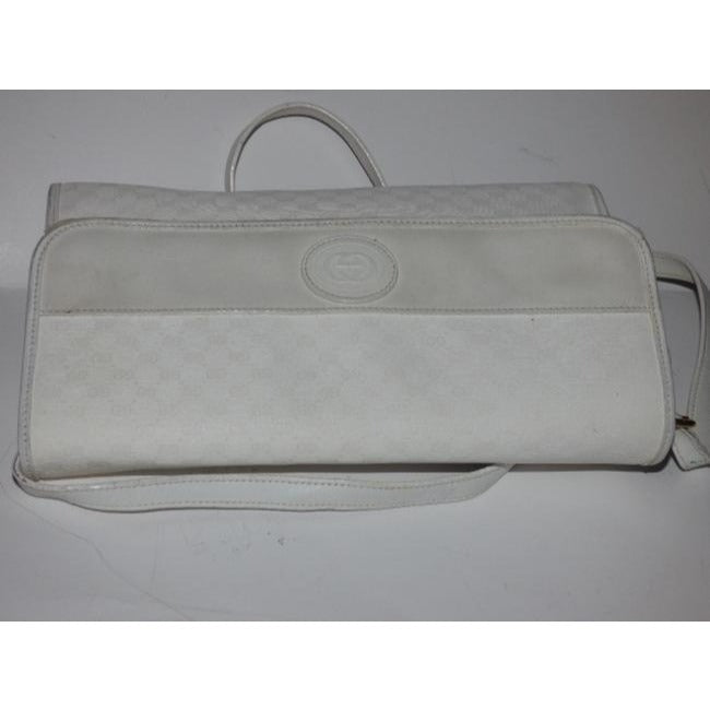 Gucci Vintage White Small G Logo Coated Canvas Leather Cross Body