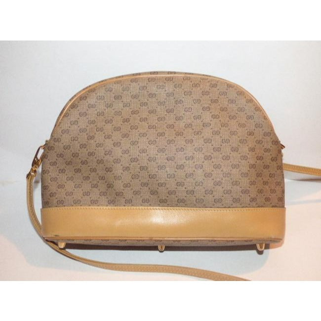 Gucci Vintage Shades Of Brown Leather Coated Canvas Cross Body Bag