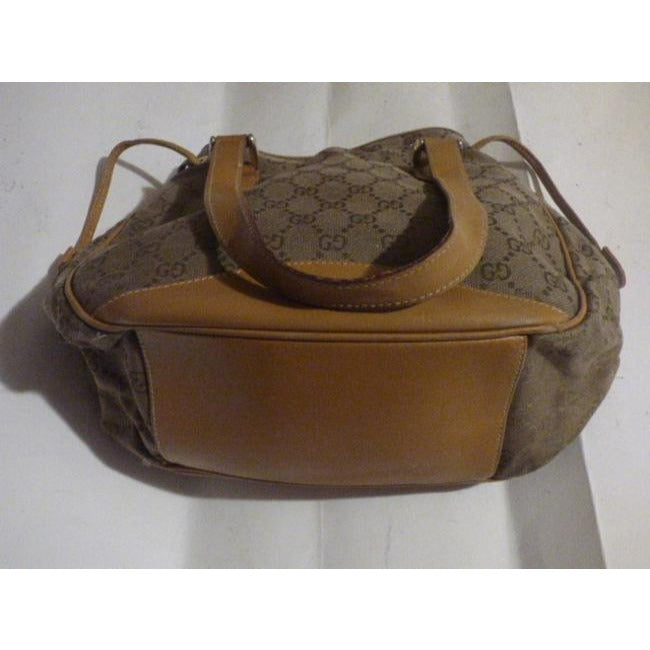 Gucci Vintage Shades Of Brown Canvas And Leather Satchel