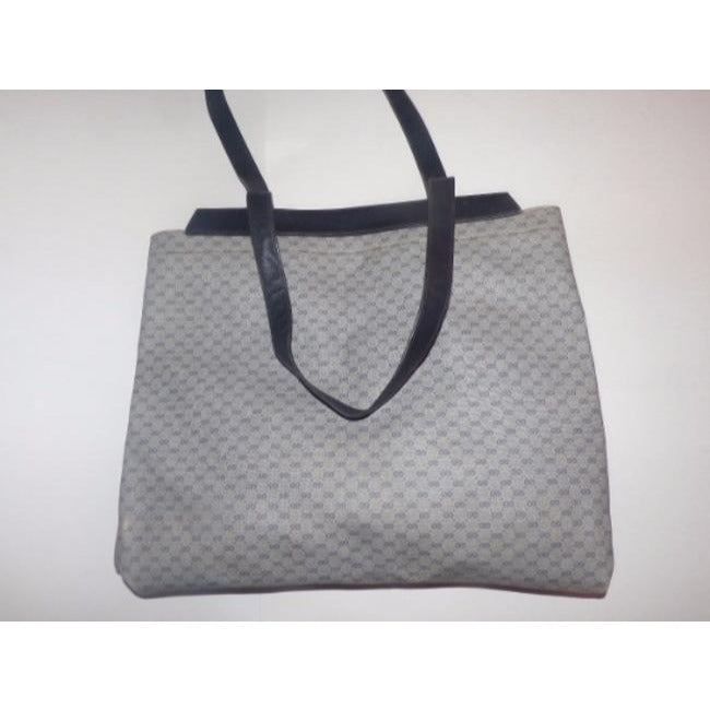 Gucci Gg Supreme Bag Guccissima Leather Coated Blue Grey Micro G Print Tote