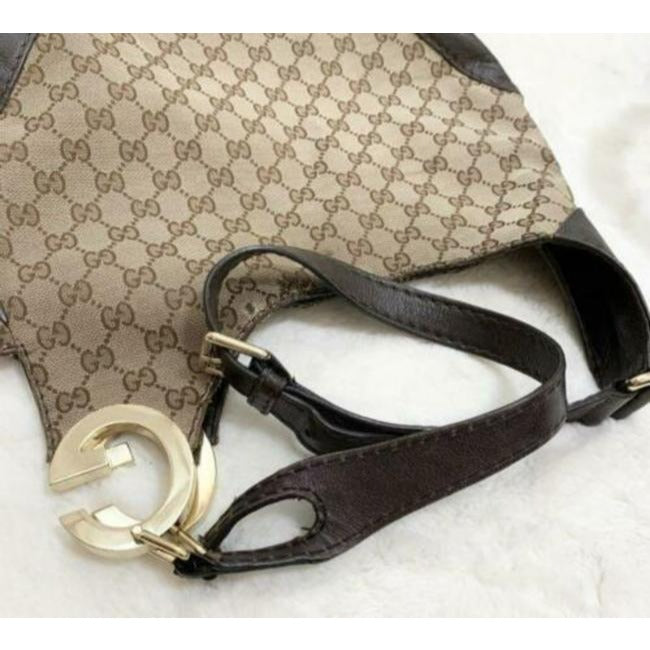 Gucci Shoulder Brown Guccissima Print Canvas And Leather Hobo Bag